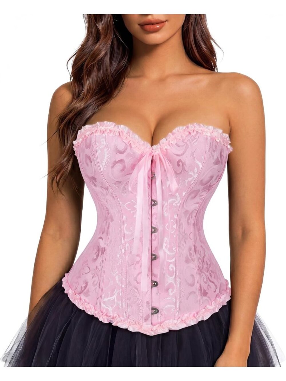 Women's Pink Vintage Shapewear Bustier Renaissance Halloween Costume Corset Top